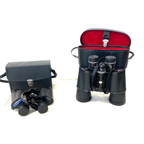 117 - 2 Pairs of cased binoculars includes Commodore 8x30, Pathescope 10x50