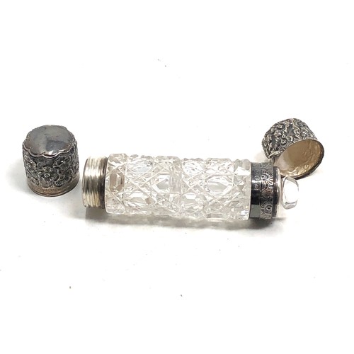 59 - Victorian silver mounted & cut glass double end scent bottle Birmingham silver hallmarks measures ap... 