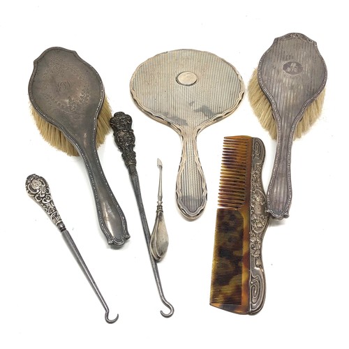 84 - Selection of silver items inc silver brushes ,mirror etc