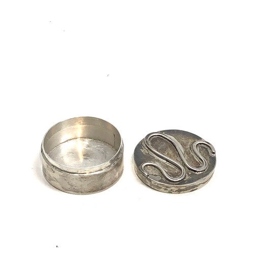 81 - Modernist millenium silver pill box London silver hallmarks measures approx 4.5cm dia height 2.2cm w... 