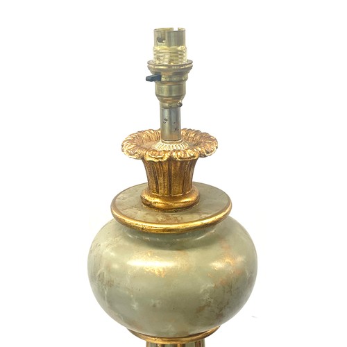 608 - Pair of brass ball and claw lamp with shades working order