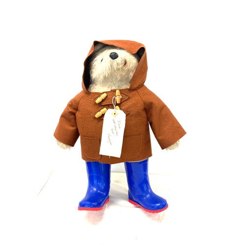 97 - Vintage Paddington bear, with blue wellies, overall height 20 inches