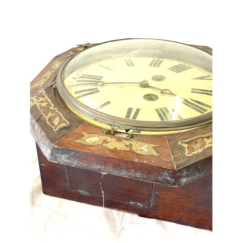 196 - Vintage American drop dial, inlaid wall clock, a/f