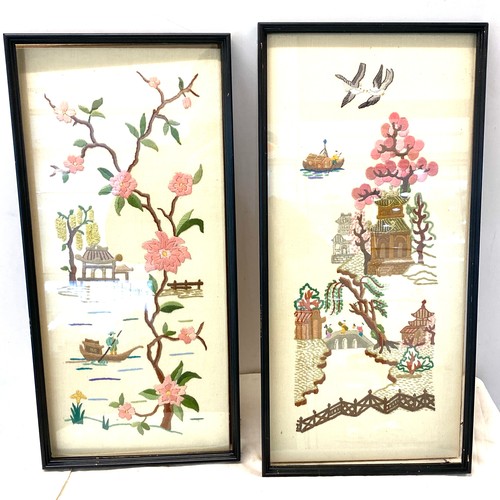 148 - 2 Needle work framed pictures, approximate measurement of largest Height 21 inches, Width 10 inches