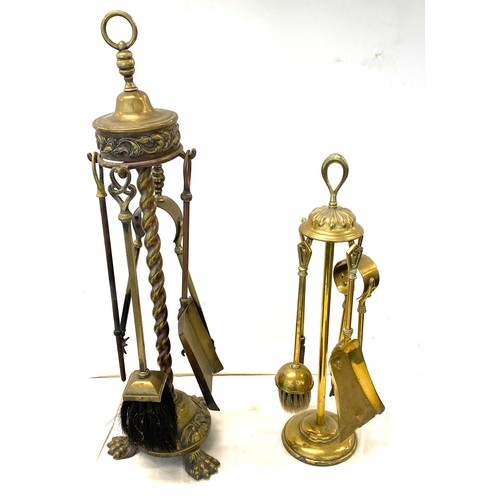 147 - 2 Vintage brass companion sets