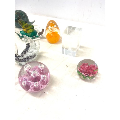 91 - Selection of glass paper weights includes Madina, Langham etc