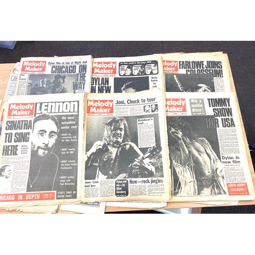 291 - Selection of vintage newspapers includes Melody Maker news papers, daily mirror news papers, the sun... 