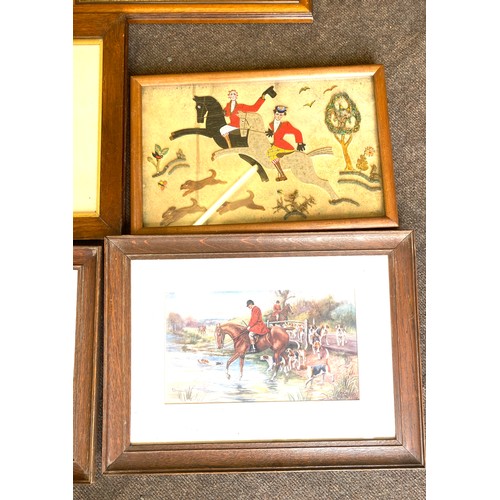 138 - 5 Fox hunting scene pictures largest measures approx 35cm by 51cm