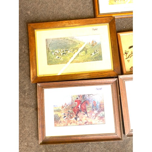 138 - 5 Fox hunting scene pictures largest measures approx 35cm by 51cm