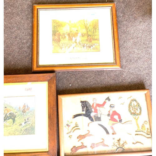 138 - 5 Fox hunting scene pictures largest measures approx 35cm by 51cm