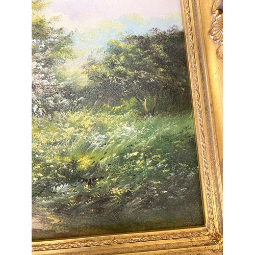 174 - Oil on canvas framed picture by Ted Dyer, good overall condition, approximate painting measurement: ... 