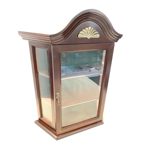 71 - Small wall hanging show cabinet measures approx 48cm width 40cm depth 14cm