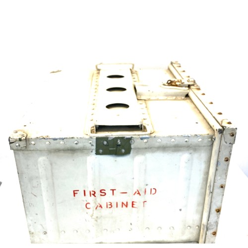 289 - Vintage metal first aid drawer off a plane measures approx 31cm tall 45cm wide 35cm deep