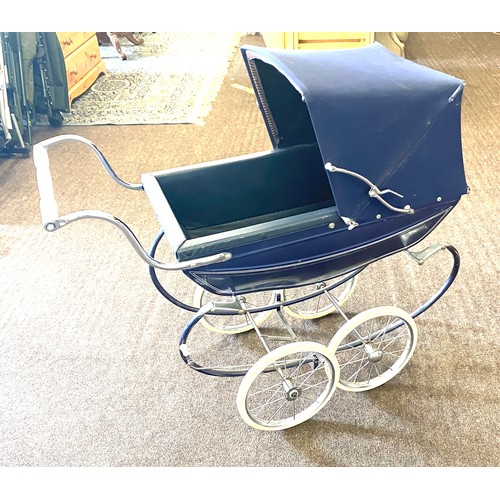 406 - Vintage childs silver cross pram