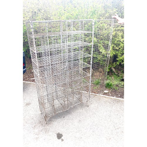 378 - Vintage old school large metal shoe rack 136cm tall by 76cm wide