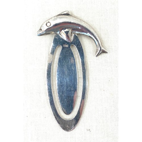 519 - Hallmarked silver Dolphin book marker