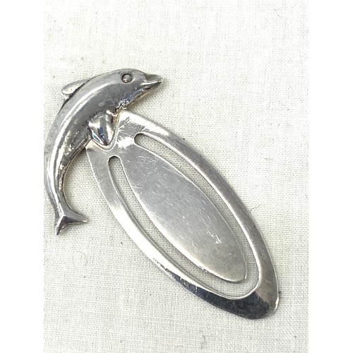 519 - Hallmarked silver Dolphin book marker