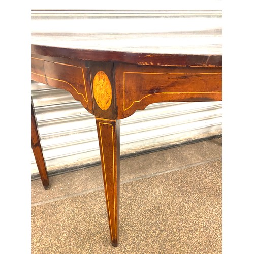 446 - Inlaid half moon hall table measures approx 45