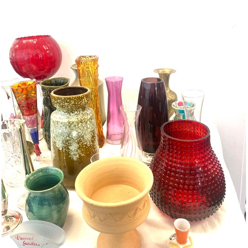 292 - Large selection of assorted vases includes glass, celery vase, rose vases etc