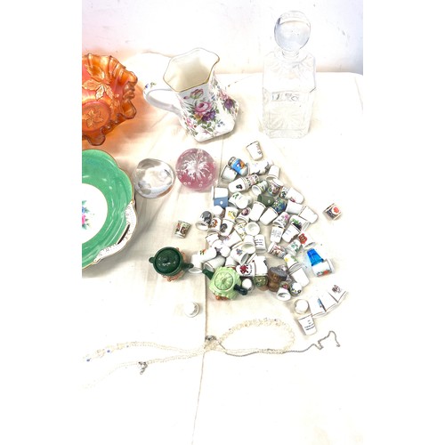 336 - Large selection of miscellaneous includes thimbles, carnival glass etc