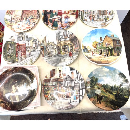 254 - Large selection of collectors plates includes village life, royal doulton etc