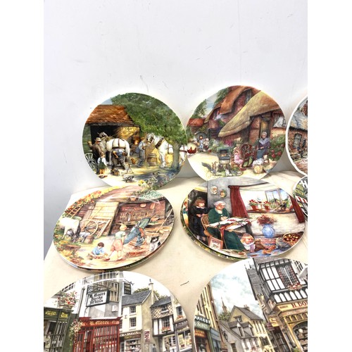 254 - Large selection of collectors plates includes village life, royal doulton etc