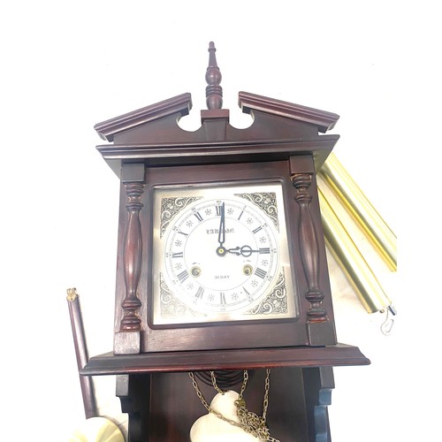 255 - 31 day 2 key hole wall hanging clock with pendulum and weights