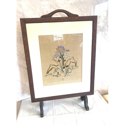 464A - Antique embroidered fire screen 30