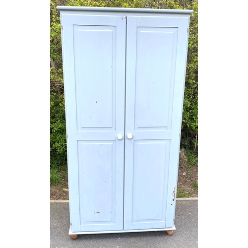 486 - 2 Door painted pine wardrobe measures approx 70