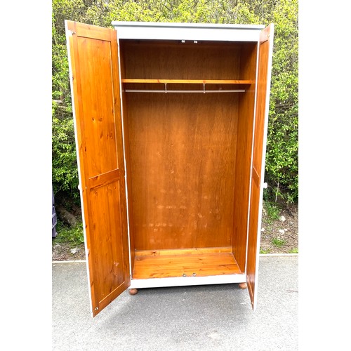 486 - 2 Door painted pine wardrobe measures approx 70