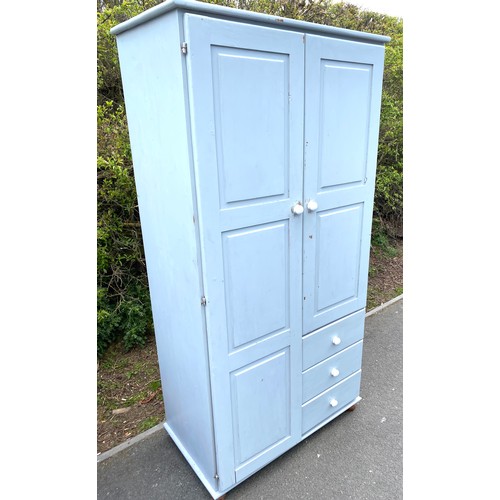 485 - Painted pine combination wardrobe measures approx 70