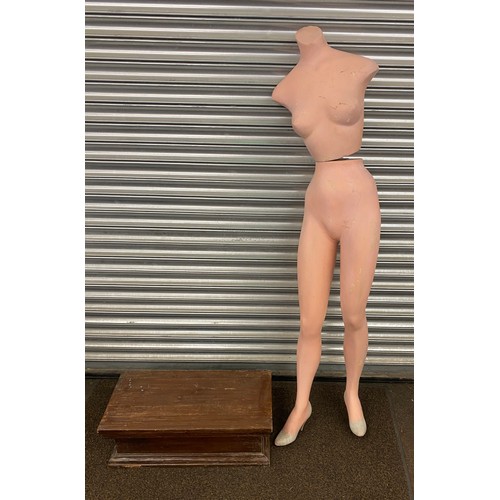 483 - Vintage shop ladies mannequin, wooden shop display stand, stand measures approximately Height 9 inch... 