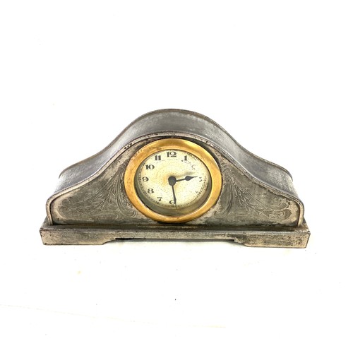 499 - Retro pewter mantel clock, height 3.5