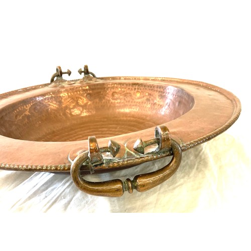 205 - Large copper 2 handled charger diameter approx 20 inches