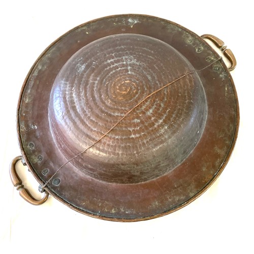 205 - Large copper 2 handled charger diameter approx 20 inches