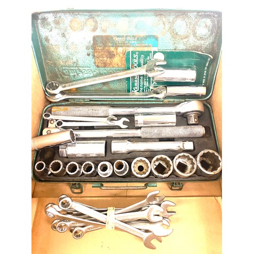 282 - Selection of assorted tools includes socket sets, planers, spanners etc