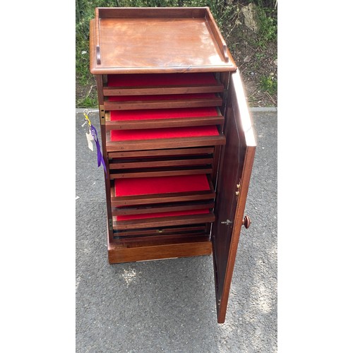 438 - Lockable antique specimen cabinet, approximate measurements: Height 31 inches, Width 15 inches, Dept... 