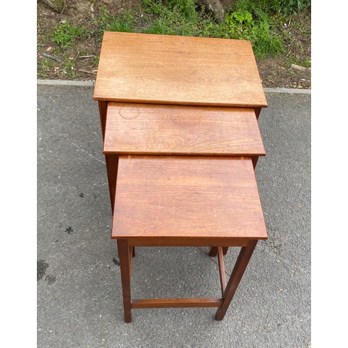 430 - Retro set of teak nest of tables, height: 24 inches, Width 20 inches, Depth 14 inches