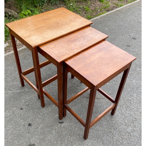 430 - Retro set of teak nest of tables, height: 24 inches, Width 20 inches, Depth 14 inches