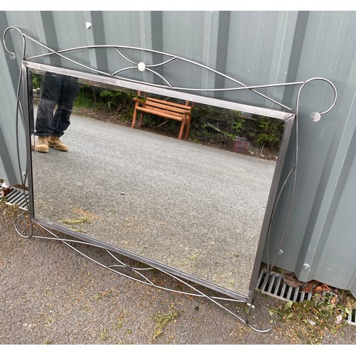 327 - Metal framed ornate mirror, approximate measurements: Height 33 inches, Width 44 inches