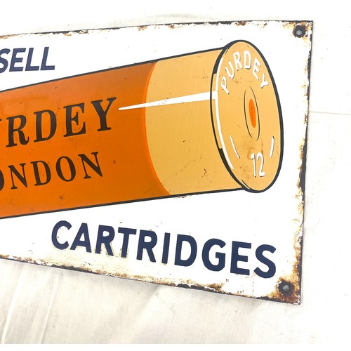 110 - Vintage enamel Purdy London metal advertising sign, approximate measurements: Width 18.5 inches, Hei... 