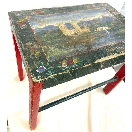 342 - Vintage handpainted stool, approximate measurements: Height 16 inches, Width 18 inches, Depth 12 inc... 