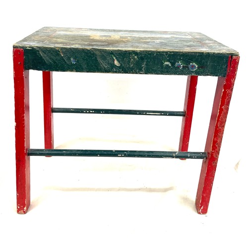 342 - Vintage handpainted stool, approximate measurements: Height 16 inches, Width 18 inches, Depth 12 inc... 