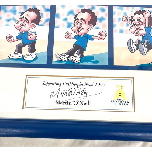 73 - Framed Children in Need Martin O'Neil caricature drawing 1998- Martins moments, approximate frame me... 