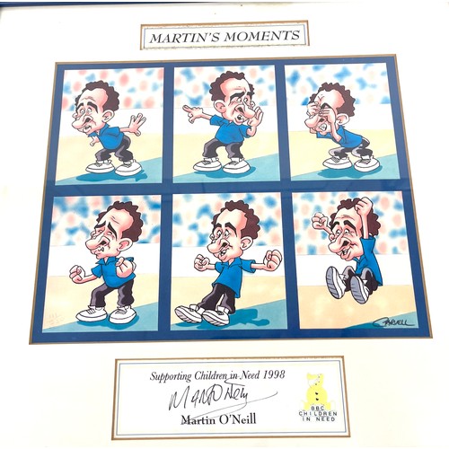 73 - Framed Children in Need Martin O'Neil caricature drawing 1998- Martins moments, approximate frame me... 