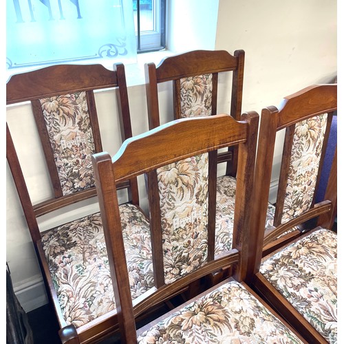 408 - Set 6 oak dining chairs, upholstered seats, back section, all sturdy good overall condition