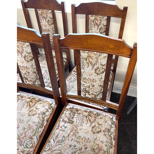 408 - Set 6 oak dining chairs, upholstered seats, back section, all sturdy good overall condition