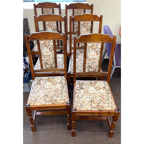 408 - Set 6 oak dining chairs, upholstered seats, back section, all sturdy good overall condition