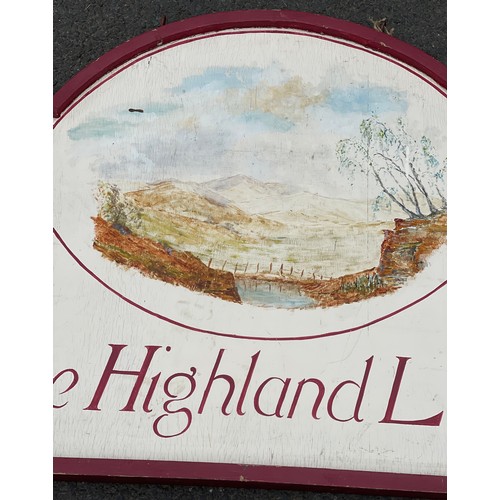 492 - Vintage Wooden double sided railway sign, The Highland Line from Diff Lock, Scotland, approximate me... 