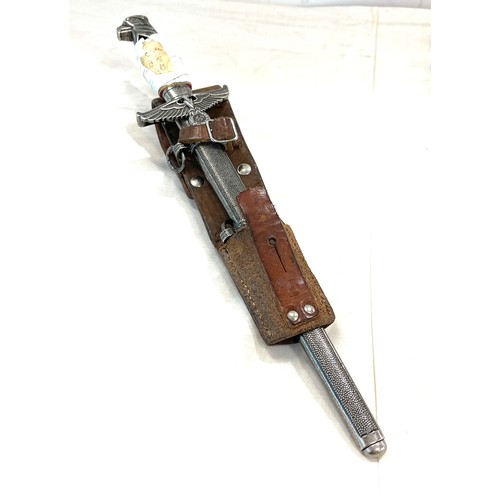 583 - WW2 Nazi German dagger with scabbard, Holler.erlin to blade, together with leather holster